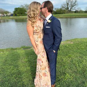 Adrianna Papell One Shoulder Floral Gown
